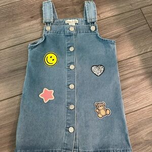 Denim Jumper Dress with Fun Patches